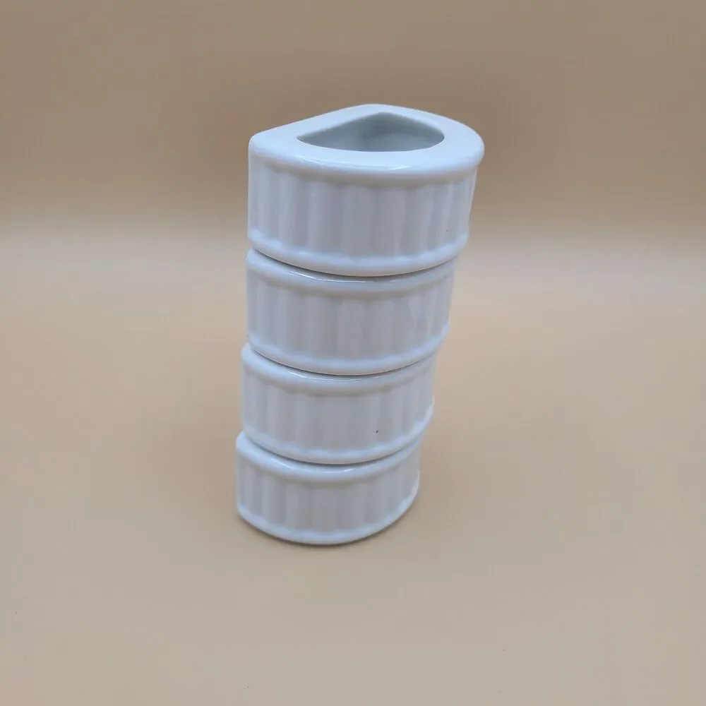 Oneida Napkin Rings Ariel White Ribbed Half Circle Set of 4